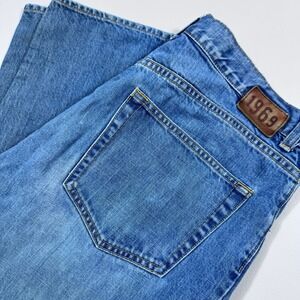 Gap 1969 Standard Fit Mens Jeans 34x30 Medium Wash Blue Denim Straight Leg